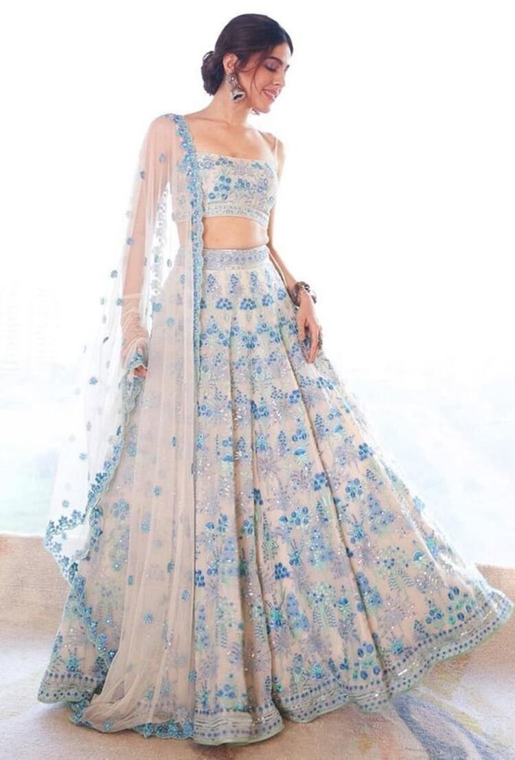 Multicolor Sequin Embroidered Faux Georgette Lehenga Set