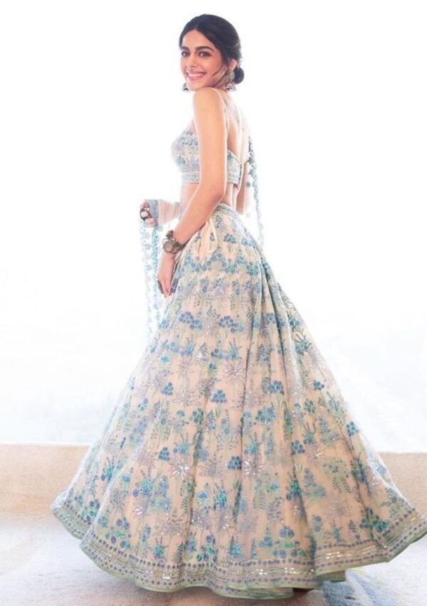 Multicolor Sequin Embroidered Faux Georgette Lehenga Set - Image 3