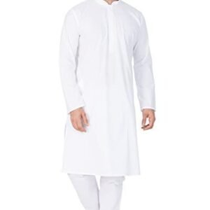 Men White Cotton Solid Kurta Pajama Set