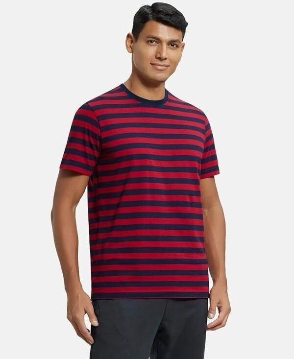 Jockey Men's Super Combed Cotton Rich Striped Round Neck Half Sleeve T-Shirt - Image 2