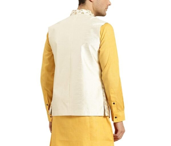 Mens Silk Blend, Embroidered Nehru Jacket - Image 3