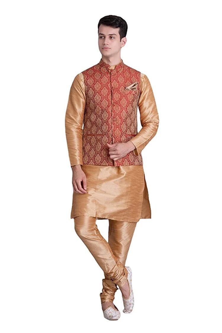 Men's Kurta Churidar Pyjama with Bundi Nehru Jacket