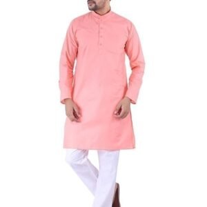 Men's Cotton Blend Solid Color Long Wear Ethnic Kurta Pyjama Set