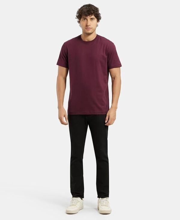 Men's Super Combed Cotton Rich Solid Round Neck Half Sleeve T-Shirt - Image 2