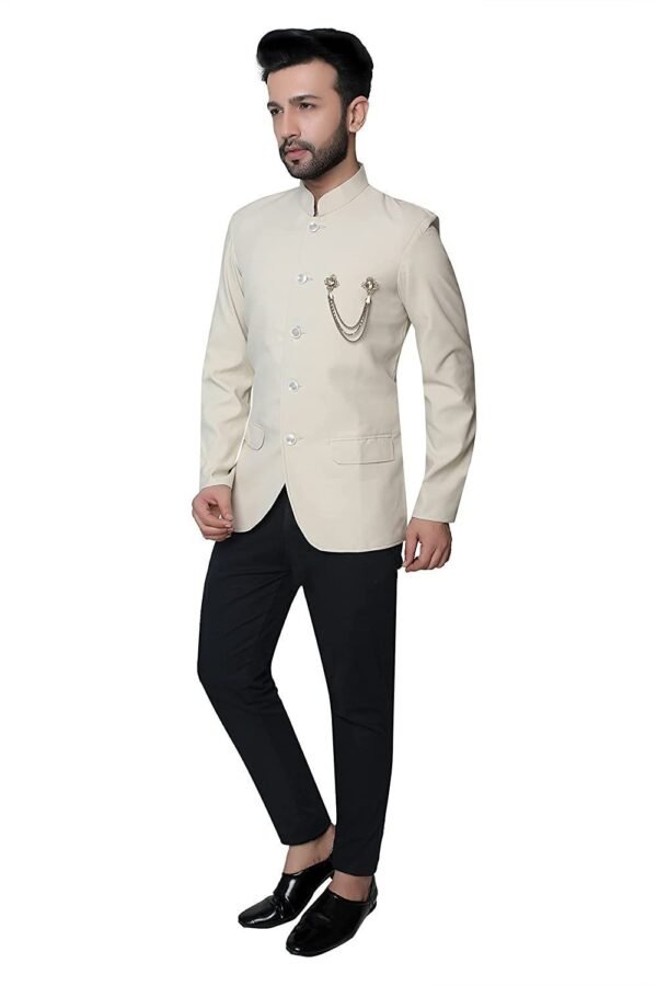 Cotton Blend Solid, Festive & Wedding Men Bandhgala - Image 2