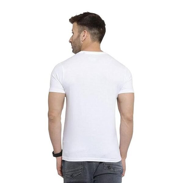 Men's Plain Black Polyster Lycra T-Shirt, Crew Neck - Image 4