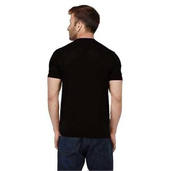 Men's Black T-Shirt with Vertical Line Design, 100% Polyster - Image 3