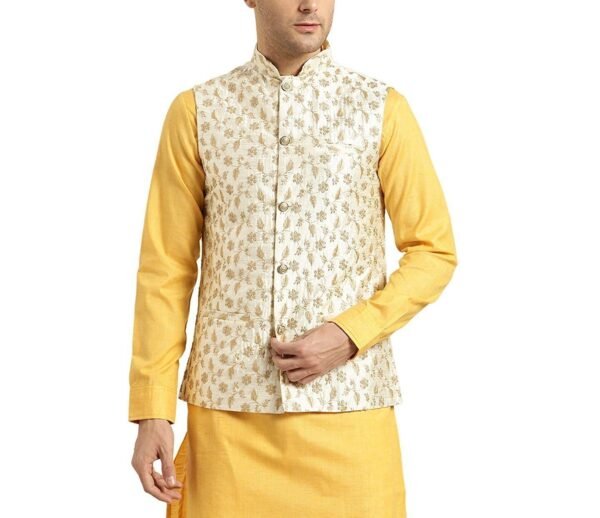 Mens Silk Blend, Embroidered Nehru Jacket