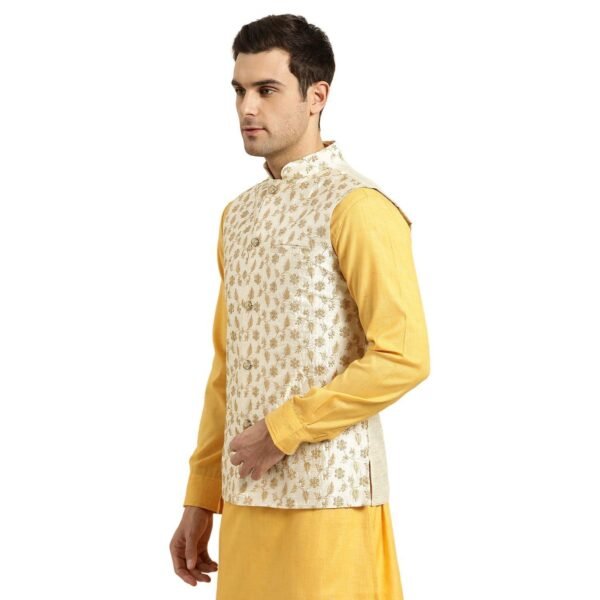 Mens Silk Blend, Embroidered Nehru Jacket - Image 2