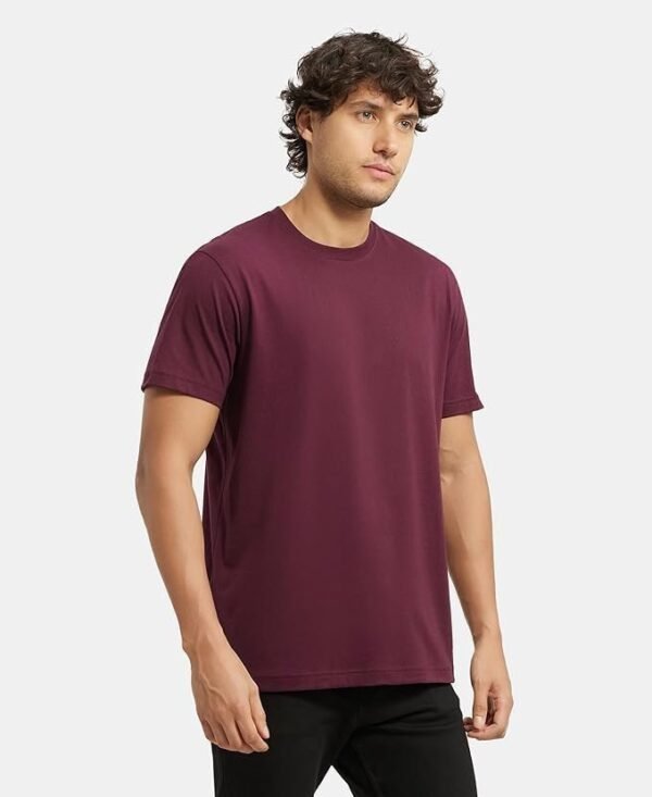 Men's Super Combed Cotton Rich Solid Round Neck Half Sleeve T-Shirt - Image 8