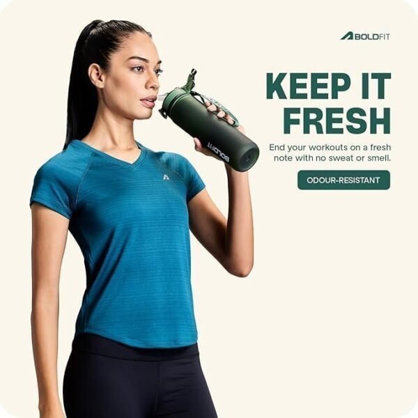 Boldfit Gym T Shirt for Women V Neck Regular Tshirt for Women Quick Dry Active Wear T Shirts for Woman Dry Fit Polyester t Shirts for Women for Gym & Sports Wear Anti Odor Women T Shirt - Image 3