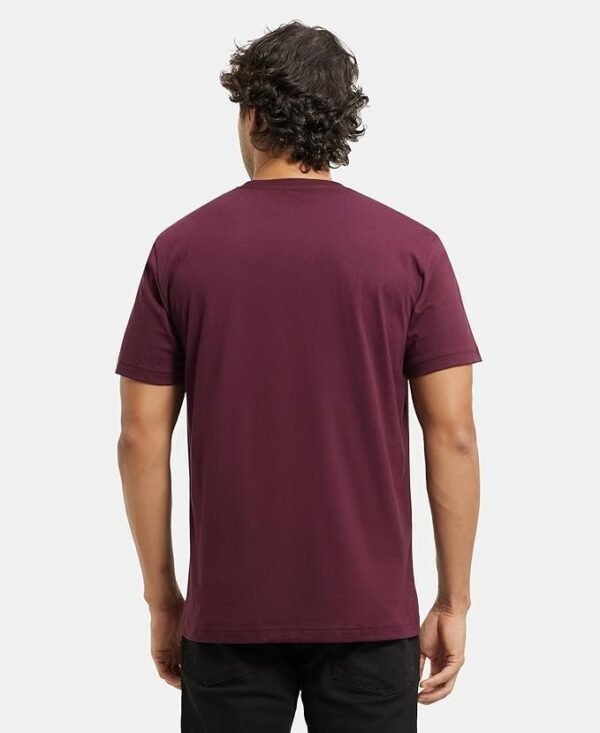 Men's Super Combed Cotton Rich Solid Round Neck Half Sleeve T-Shirt - Image 3