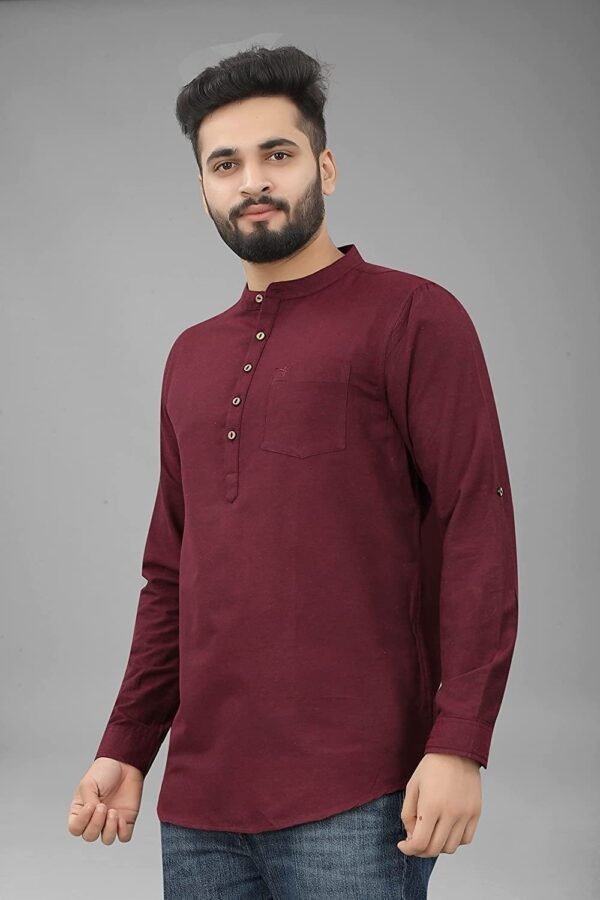Men's Pure Cotton Ethnic Wear Long Sleeve Kurta - Mor-008 - Image 2