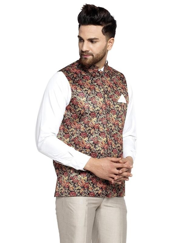 Men Floral Digitally Printed Nehru Jacket. - Image 2