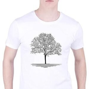 Men's White T-Shirt with Black Tree Design