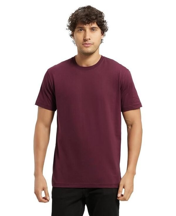 Men's Super Combed Cotton Rich Solid Round Neck Half Sleeve T-Shirt - Image 5