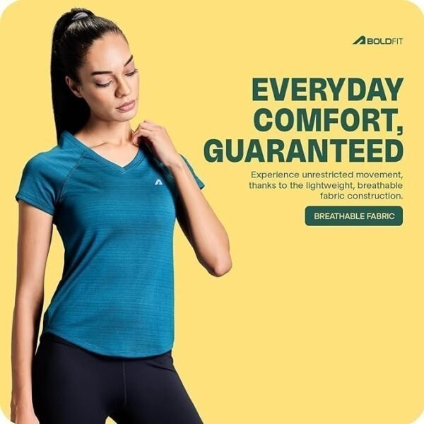 Boldfit Gym T Shirt for Women V Neck Regular Tshirt for Women Quick Dry Active Wear T Shirts for Woman Dry Fit Polyester t Shirts for Women for Gym & Sports Wear Anti Odor Women T Shirt - Image 4