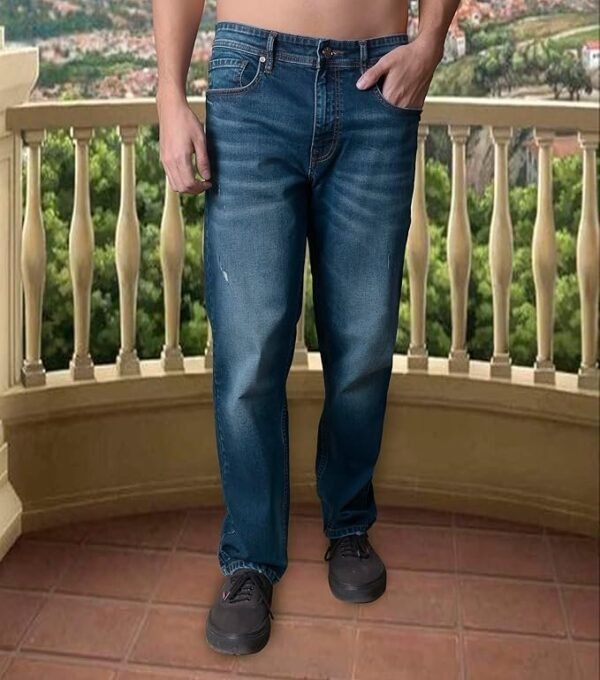 i'sol Men’s Loose Baggy Fit Wide Legged Jeans - Image 2