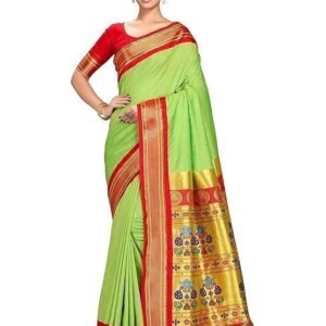 Varkala Silk Sarees Women's Paithani Soft Silk Kadiyal Maharani Saree With Blouse Piece