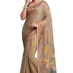 Tant women’s Soft cotton silk dhakai jamdani saree without blouse piece