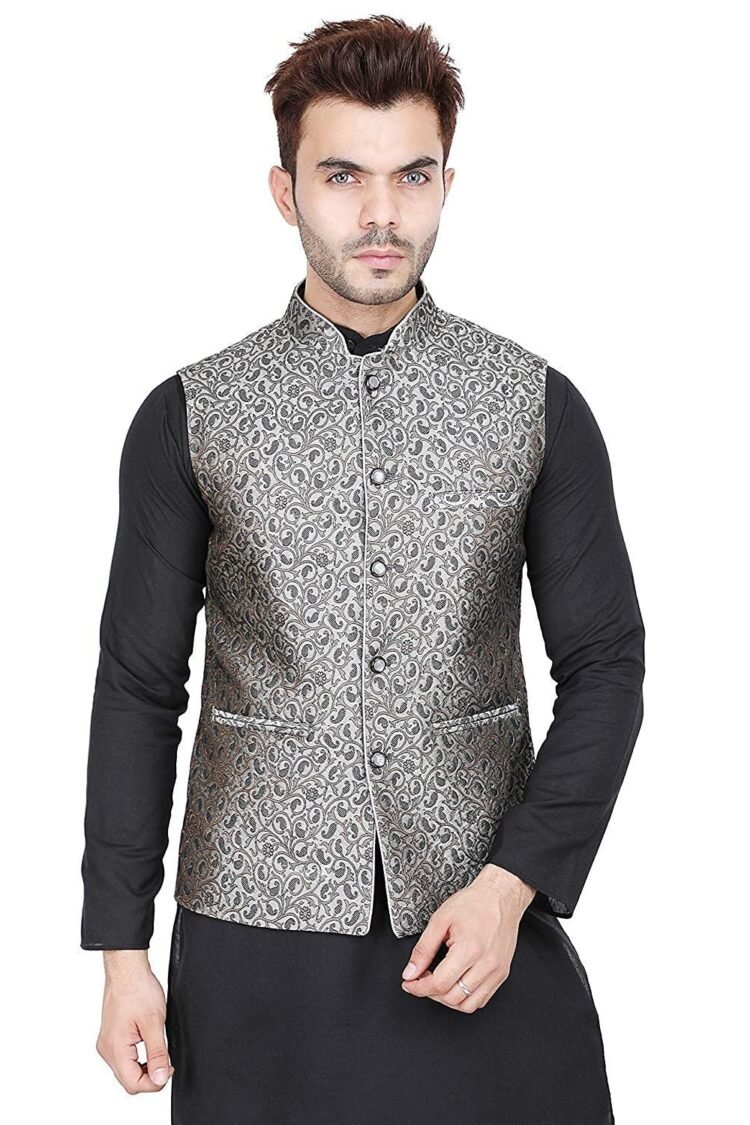 Men's Brocade Zari Nehru Jacket/Waist Coat