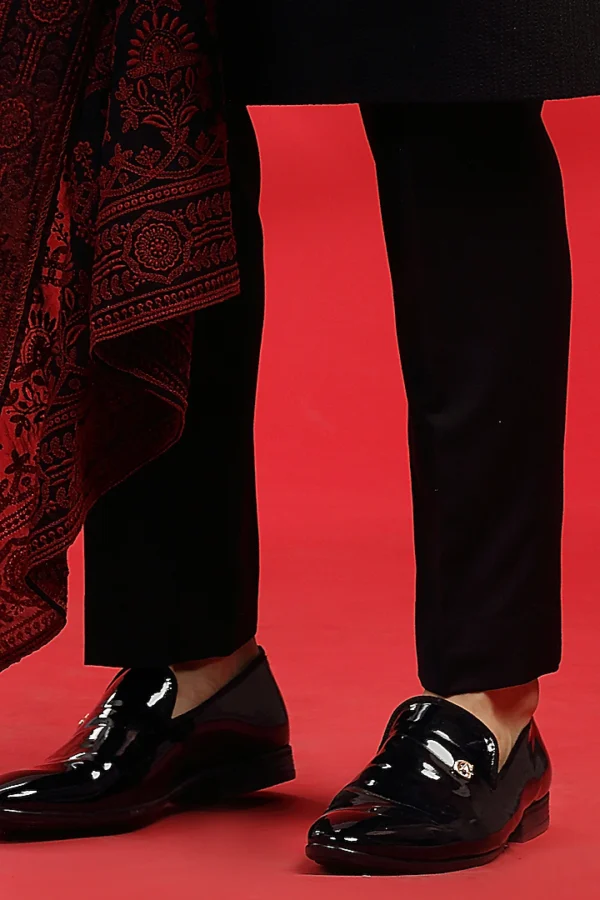 Black Matka Silk Indowestern Set - Image 3