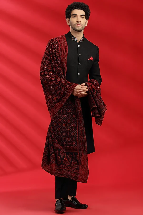 Black Matka Silk Indowestern Set - Image 2