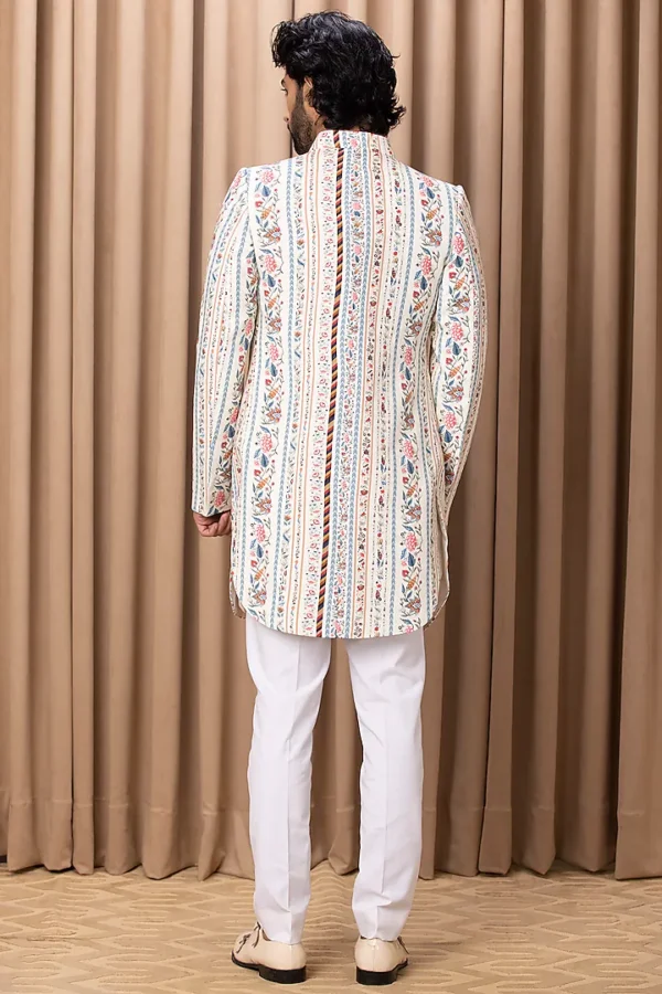 Off-White Printed Indowestern Jacket Set - Image 4