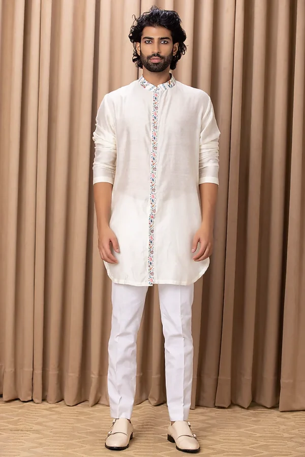 Off-White Printed Indowestern Jacket Set - Image 3