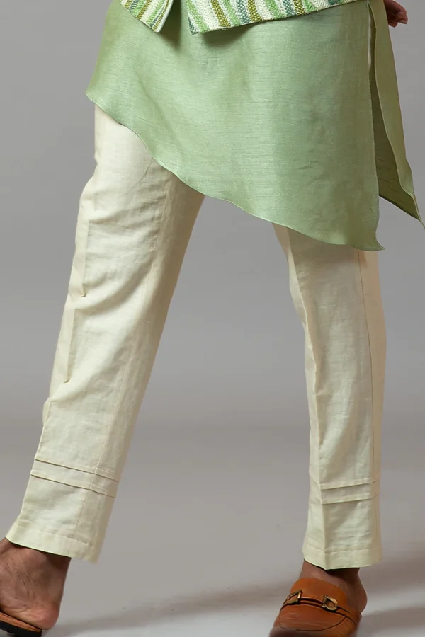 Mint Green Embroidered Nehru Jacket With Kurta Set - Image 3