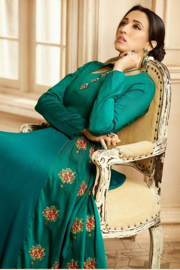 Comfortable Rayon Cotton Gown Style Kurti in Rich Dark Green Color - Image 2