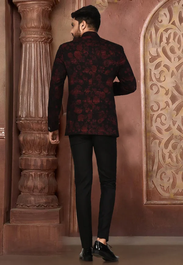 Printed Acrylic Cotton Suit Set in Maroon and Black - Image 2