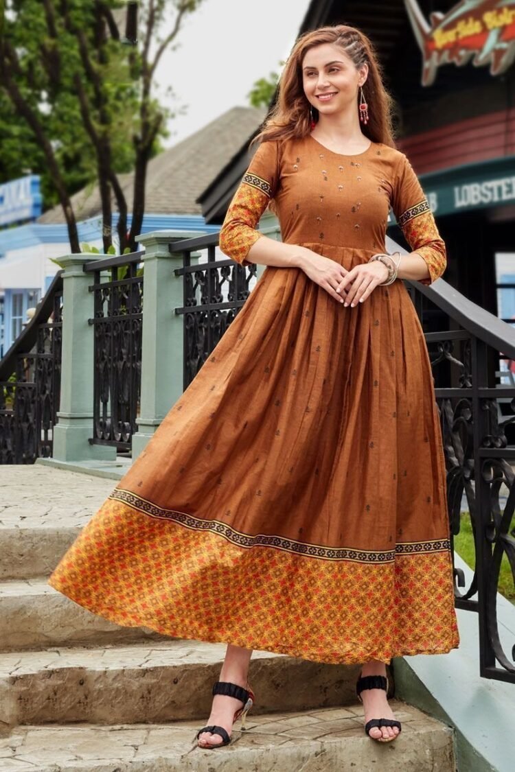 Cotton Brown Color Supreme Readymade Kurti