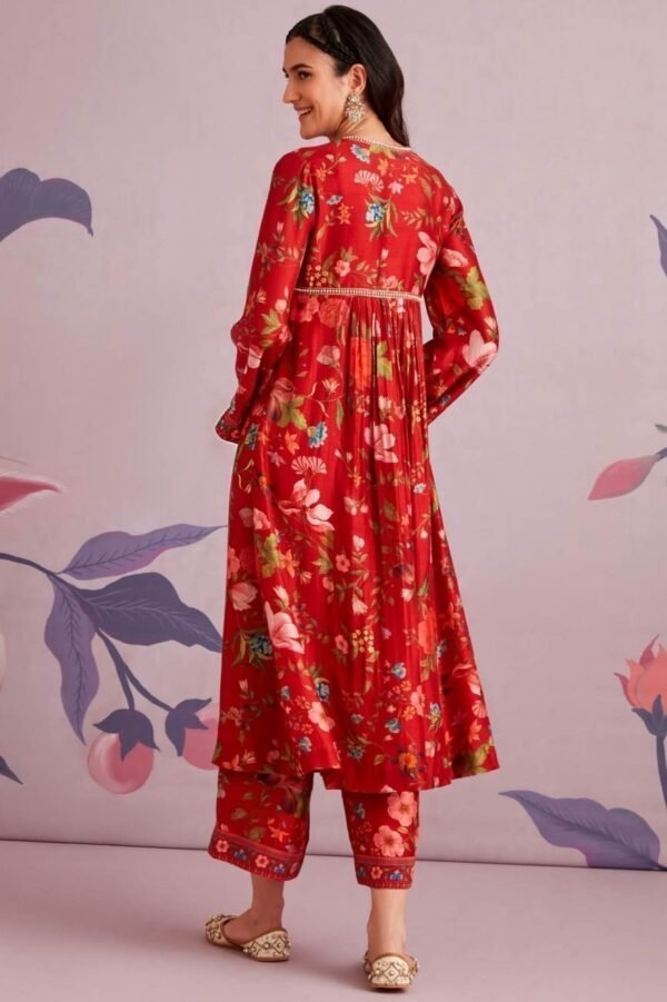 Red Oleander Kurta Set - Image 6
