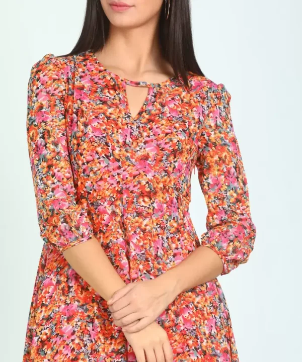 Women Fit and Flare Multicolor Dress - Image 3