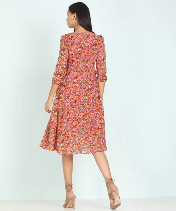 Women Fit and Flare Multicolor Dress - Image 4