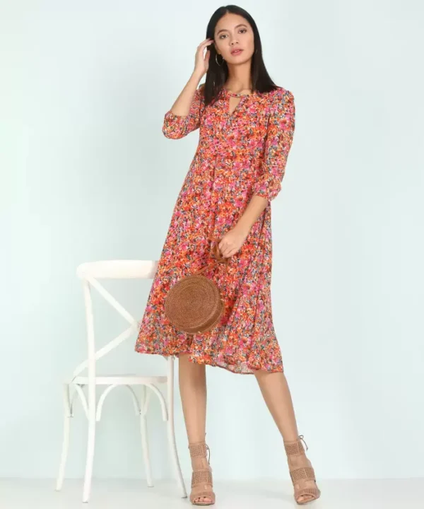 Women Fit and Flare Multicolor Dress - Image 2