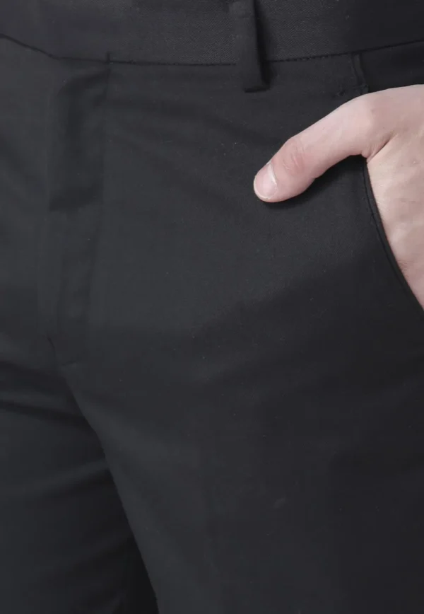Solid Color Polyester Viscose Jodhpuri Suit in Black - Image 4