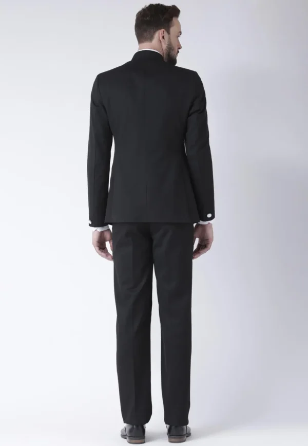 Solid Color Polyester Viscose Jodhpuri Suit in Black - Image 2