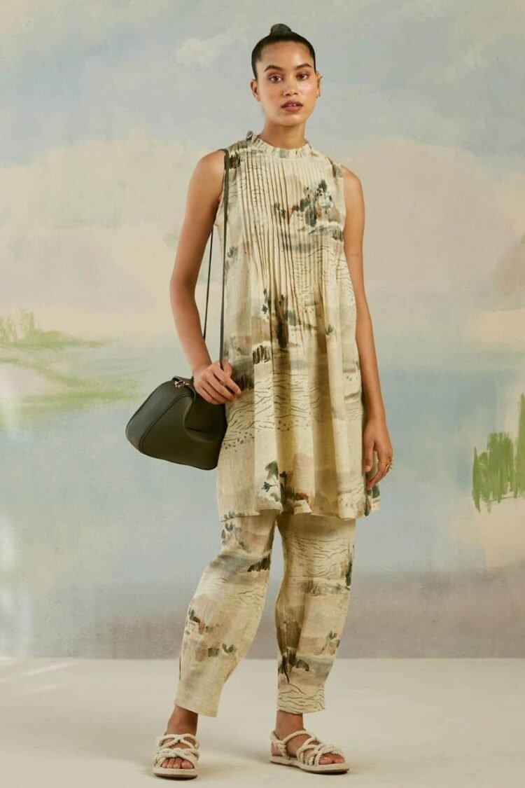 Modern Toile Coastal Tunic